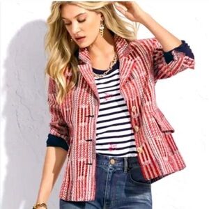 CAbi Red and White Striped Blazer